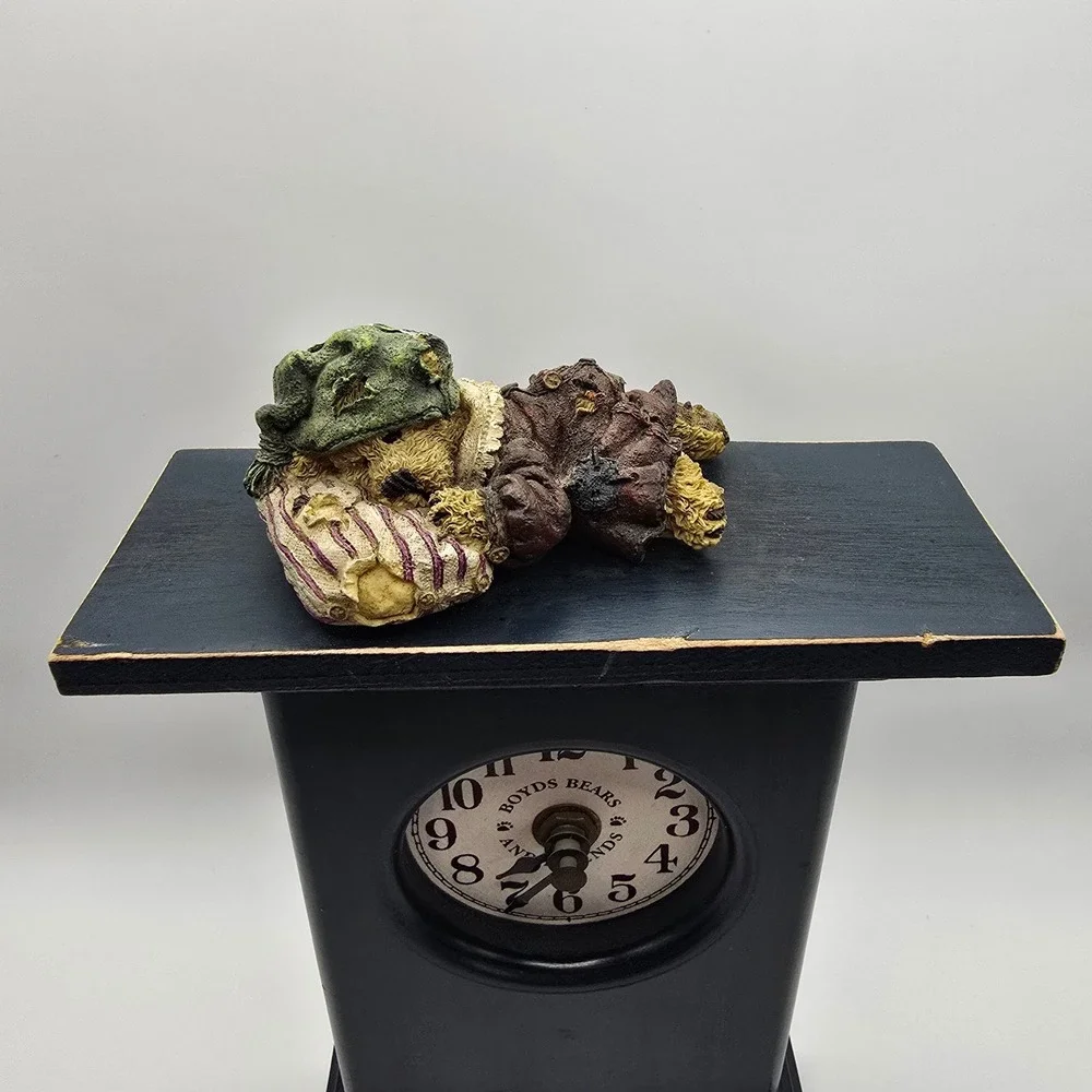 Boyds Bears 1997 Balley OnTime Clock Teal Mantel Shelf Decor Vintage‎